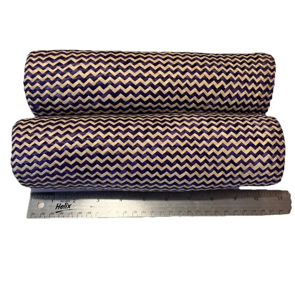 Handwoven Palm Leaf Chevron Wine Bottle‎ Case ~ 2-Piece Gift Basket Holder